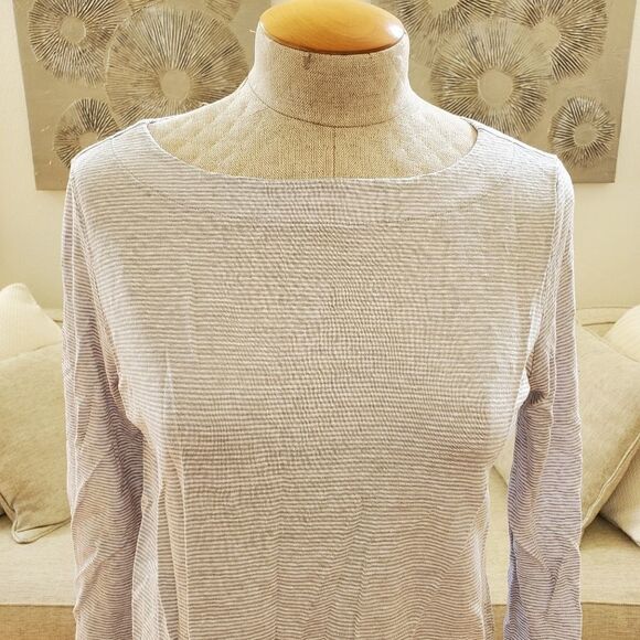 Eileen Fisher Mini-Stripe Organic Linen Tunic Sz M - Picture 3 of 10